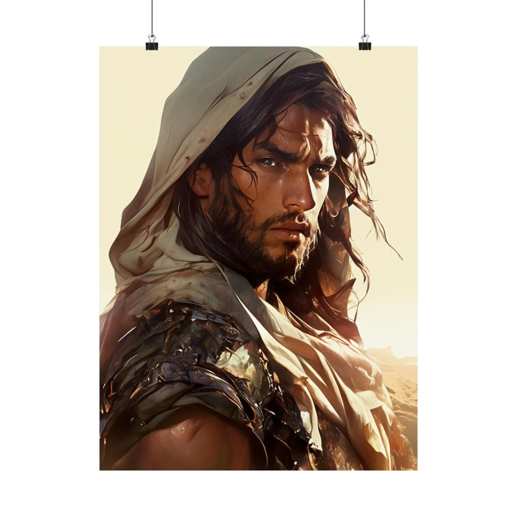Good Samaritan Satin Poster — Dramatic Middle Eastern Hero Portrait Printify