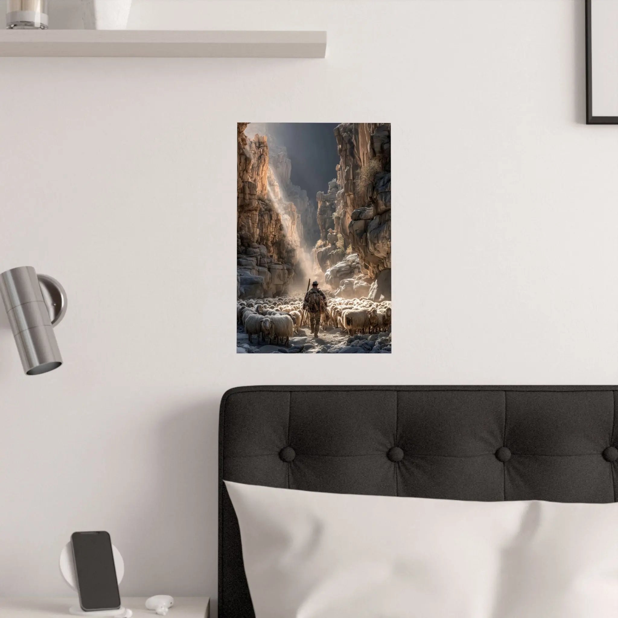 Satin Poster — Shepherd in Canyon: Dramatic Scenic Wall Art (210gsm Satin) Printify