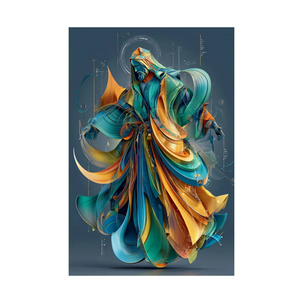 Satin Poster — Abstract Flowing Robe Digital Art (210gsm) Printify