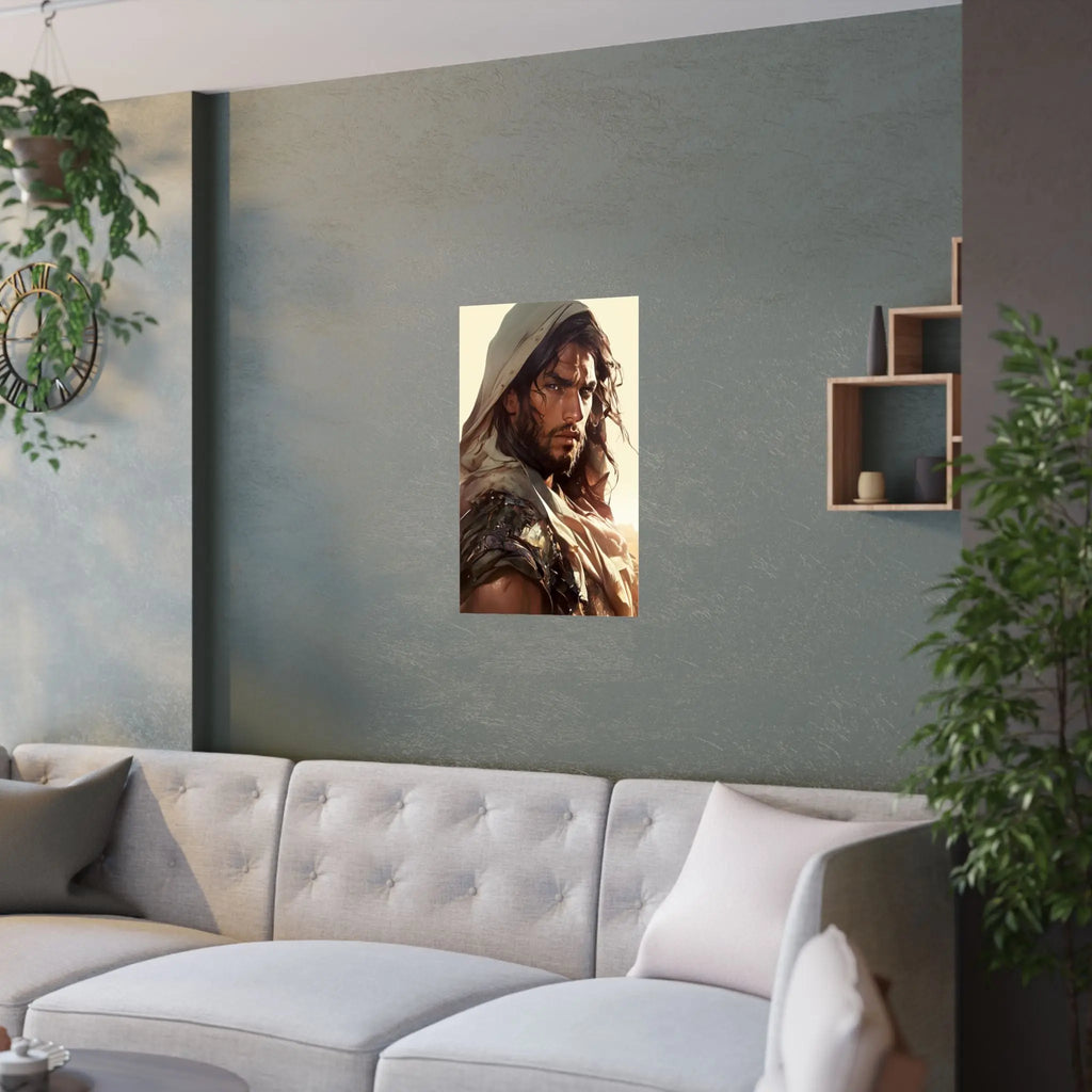Good Samaritan Satin Poster — Dramatic Middle Eastern Hero Portrait Printify
