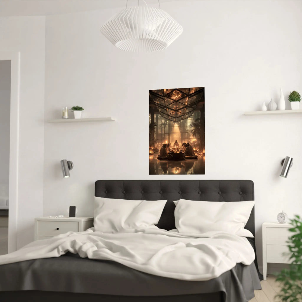 Satin Poster — Candlelit Gathering Art Print (210gsm) Printify