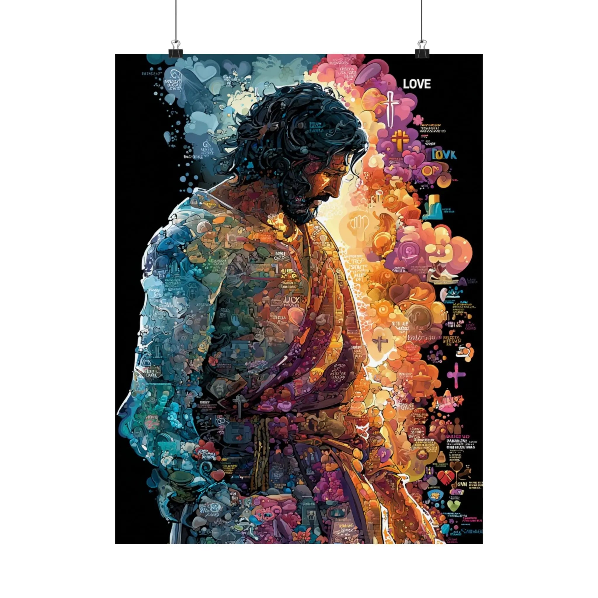 Satin Poster — Colorful Jesus Portrait Art Print (210gsm) Printify