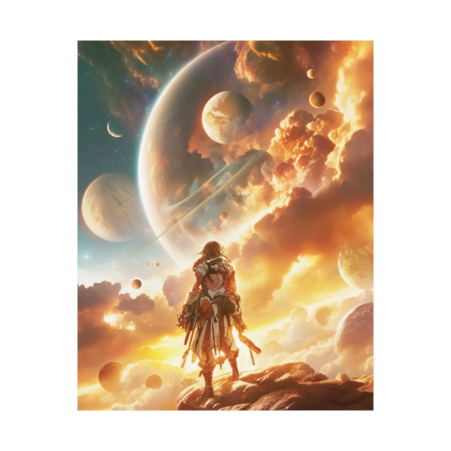 Satin Poster — Epic Space Explorer Sunset Wall Art Printify
