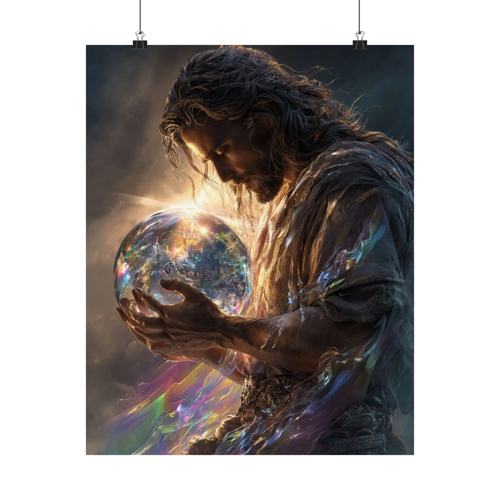 Satin Poster — Jesus Guardian of the World Fantasy Art Print Printify