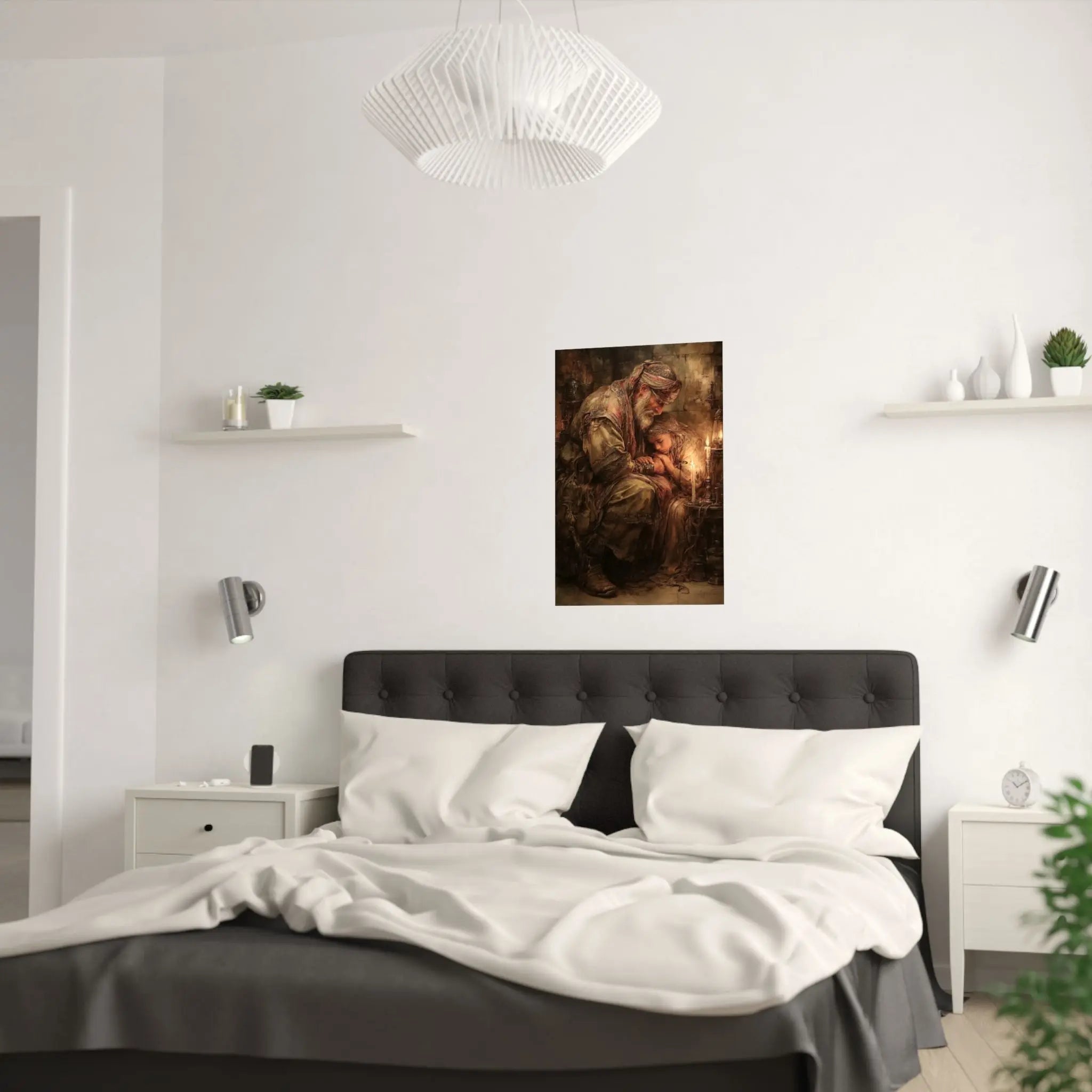 Satin Poster — Warm Rustic Nativity Scene Art Print Printify