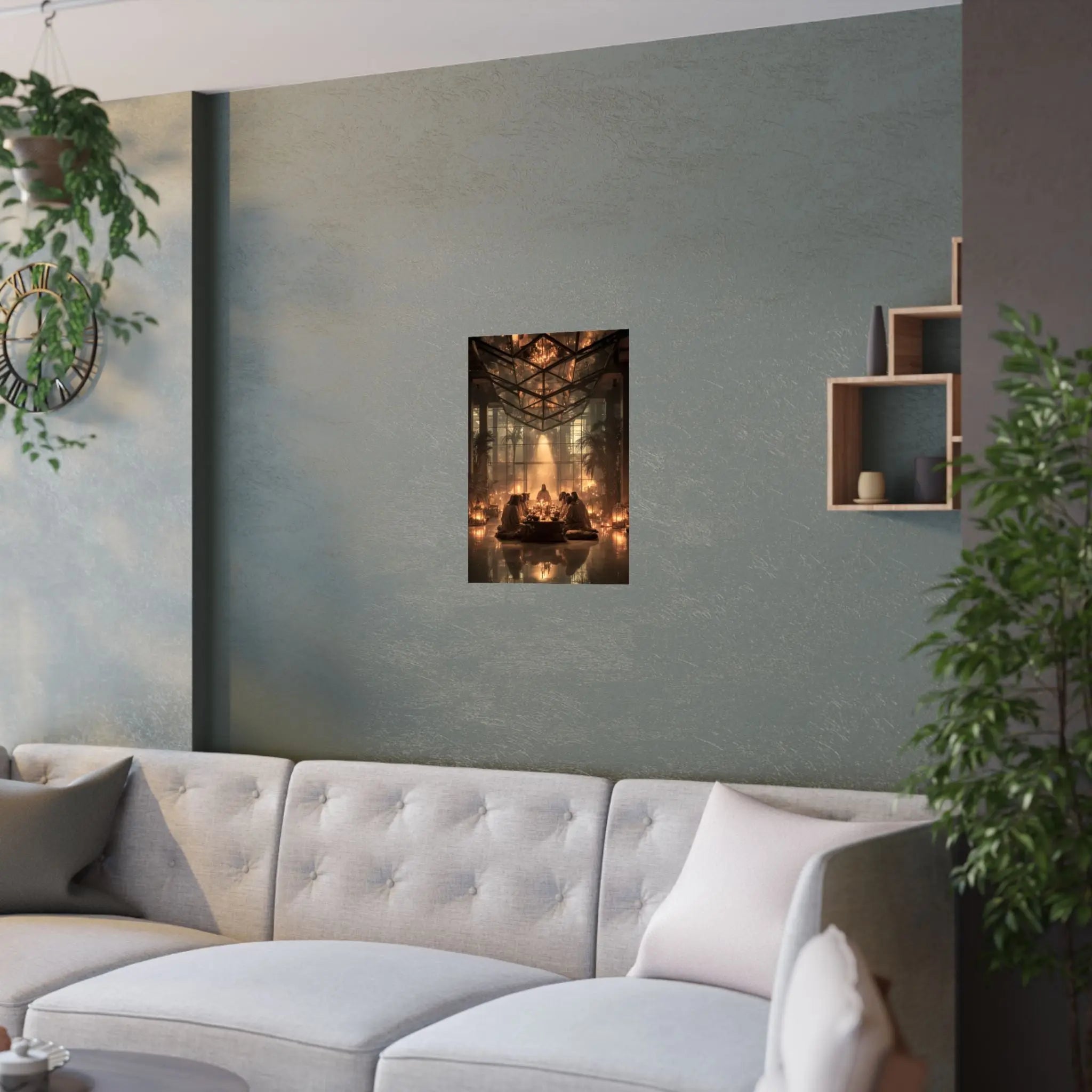 Satin Poster — Candlelit Gathering Art Print (210gsm) Printify