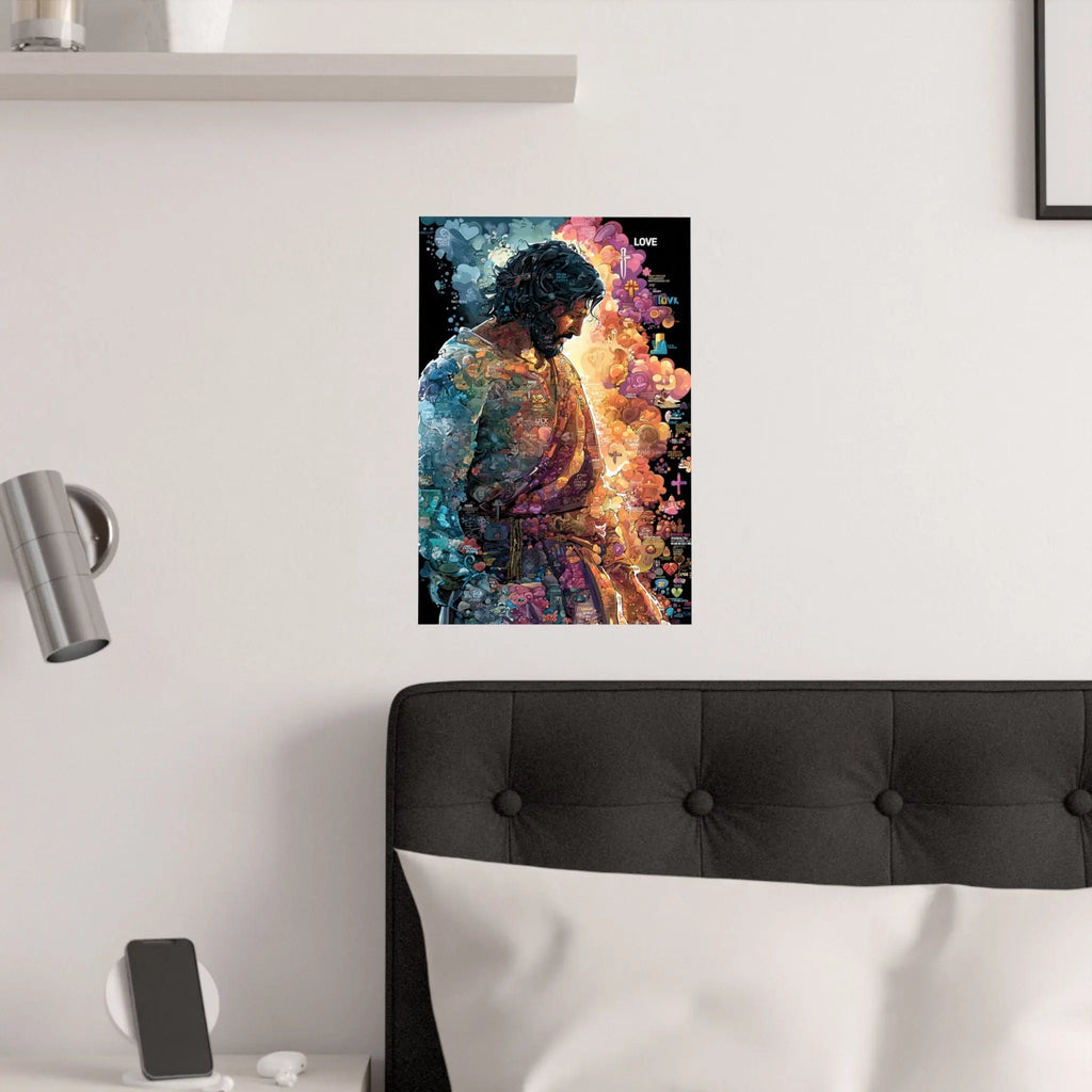 Satin Poster — Colorful Jesus Portrait Art Print (210gsm) Printify