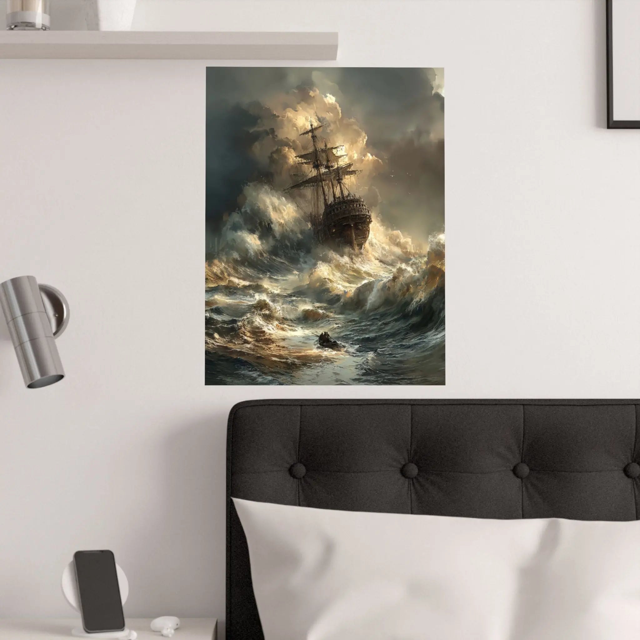 Satin Poster — Stormy Shipwreck Art Print Printify