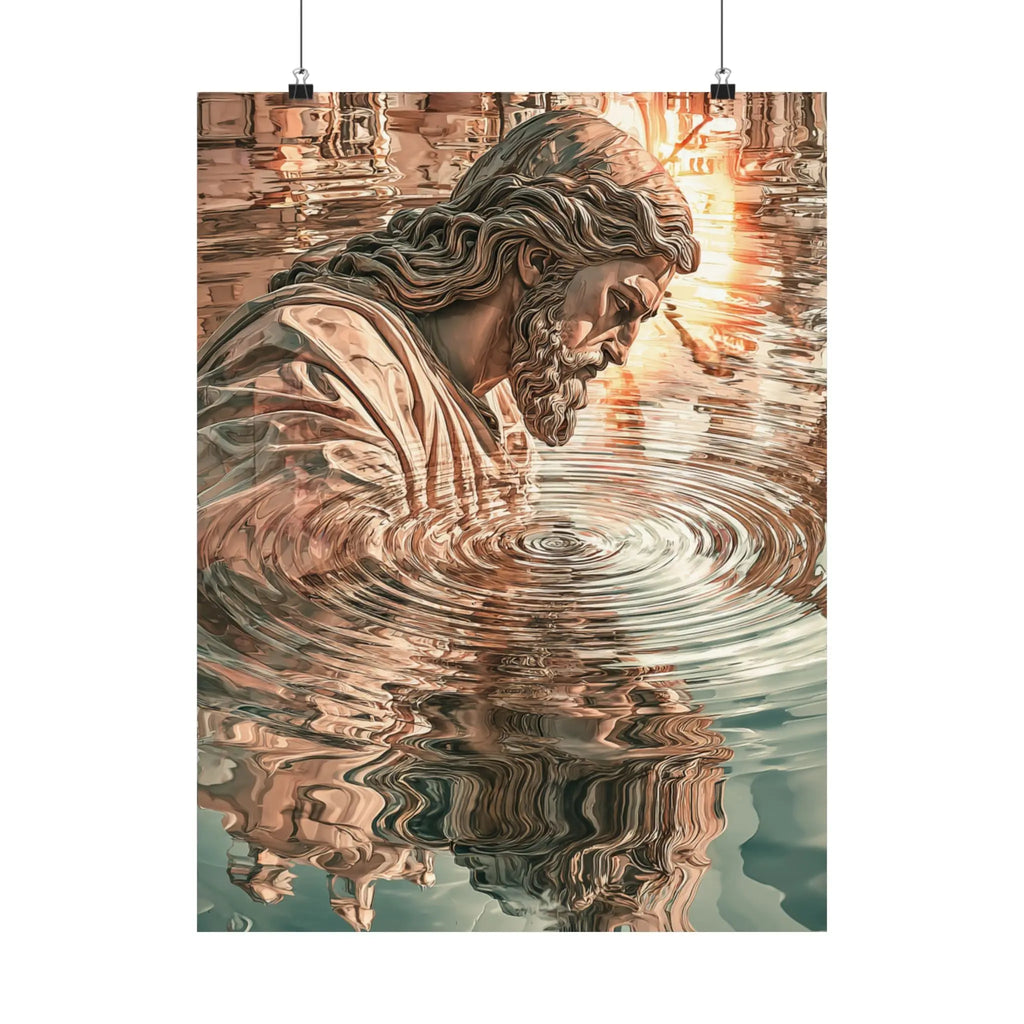 Religious Poster — Reflective Jesus Satin Art Print (210gsm) Printify