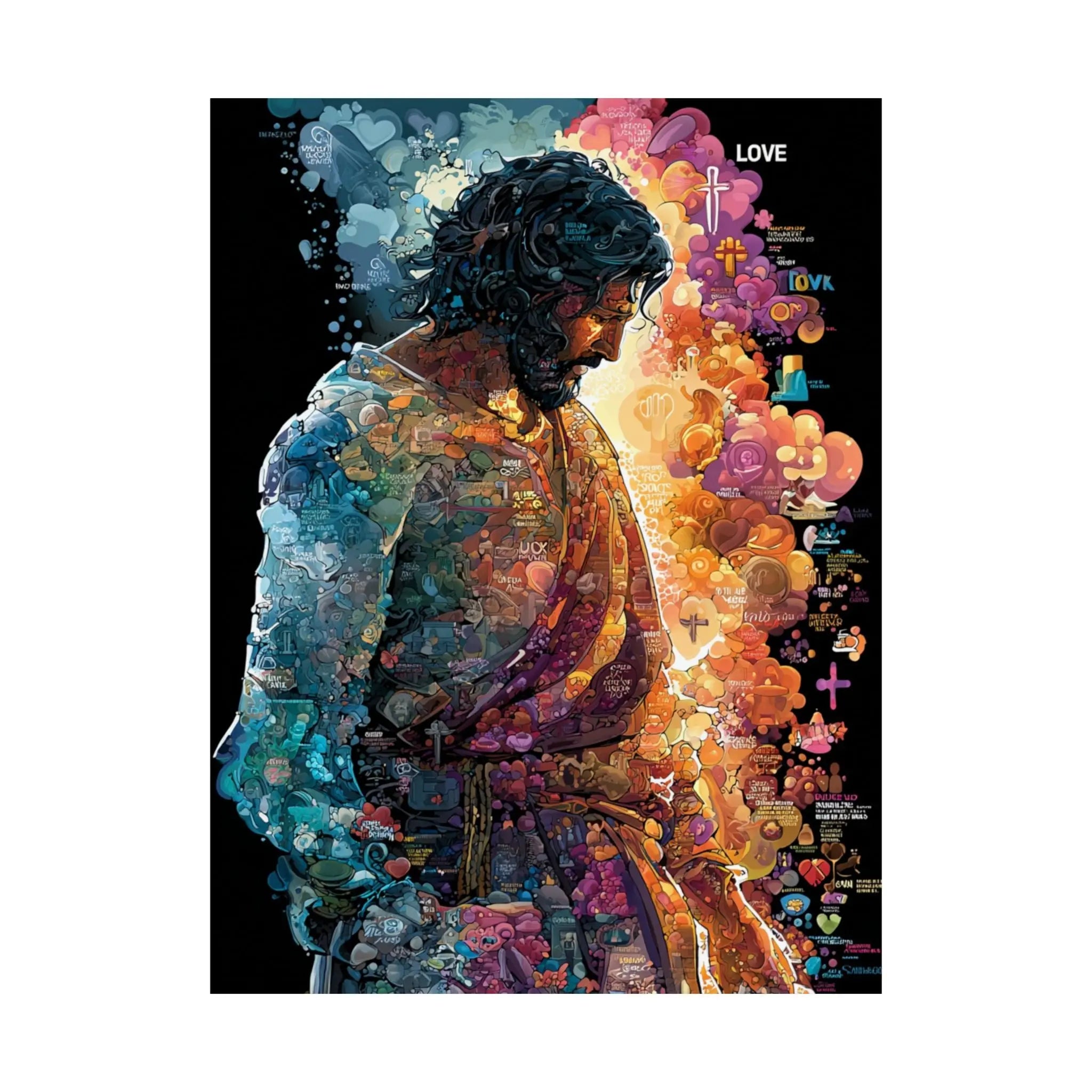 Satin Poster — Colorful Jesus Portrait Art Print (210gsm) Printify