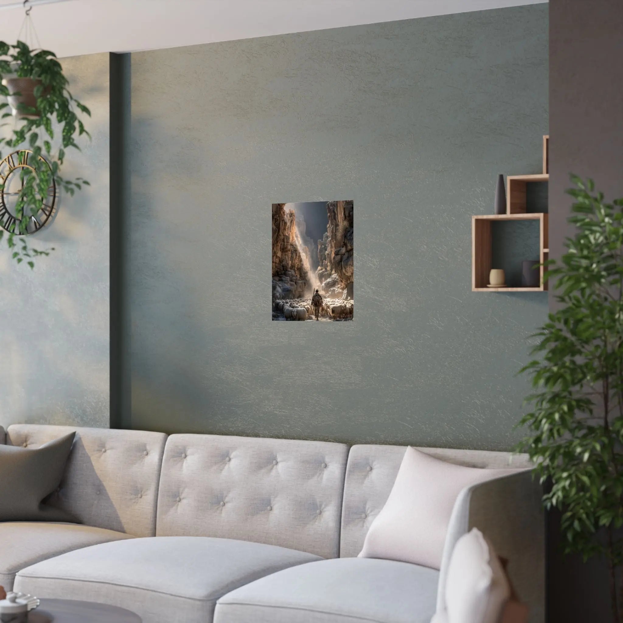 Satin Poster — Shepherd in Canyon: Dramatic Scenic Wall Art (210gsm Satin) Printify