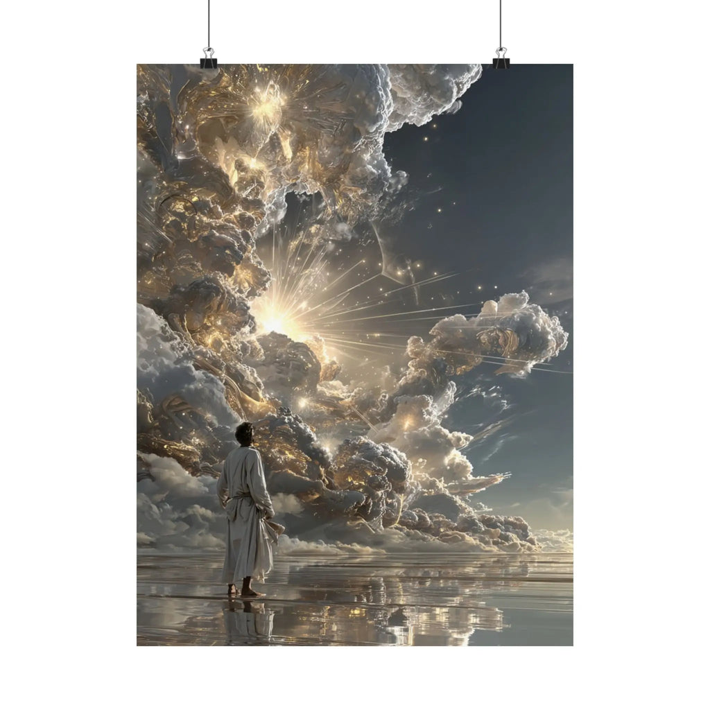 Satin Poster - Heavenly Light Surreal Art Print Printify