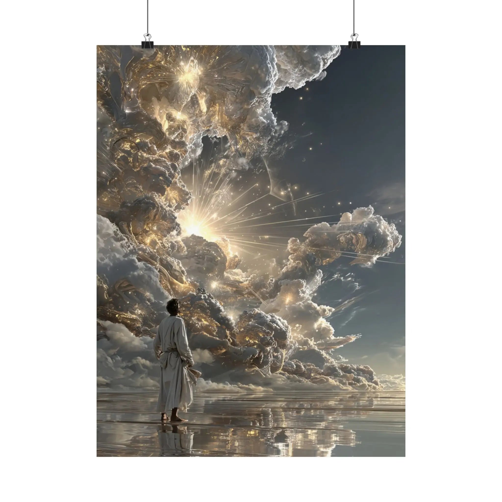 Satin Poster - Heavenly Light Surreal Art Print Printify