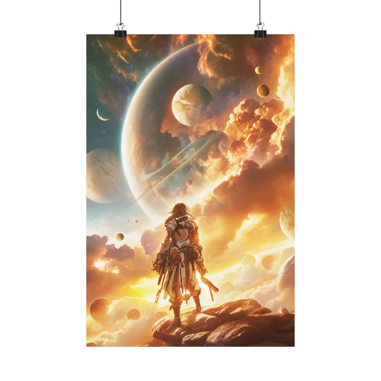 Satin Poster — Epic Space Explorer Sunset Wall Art Printify