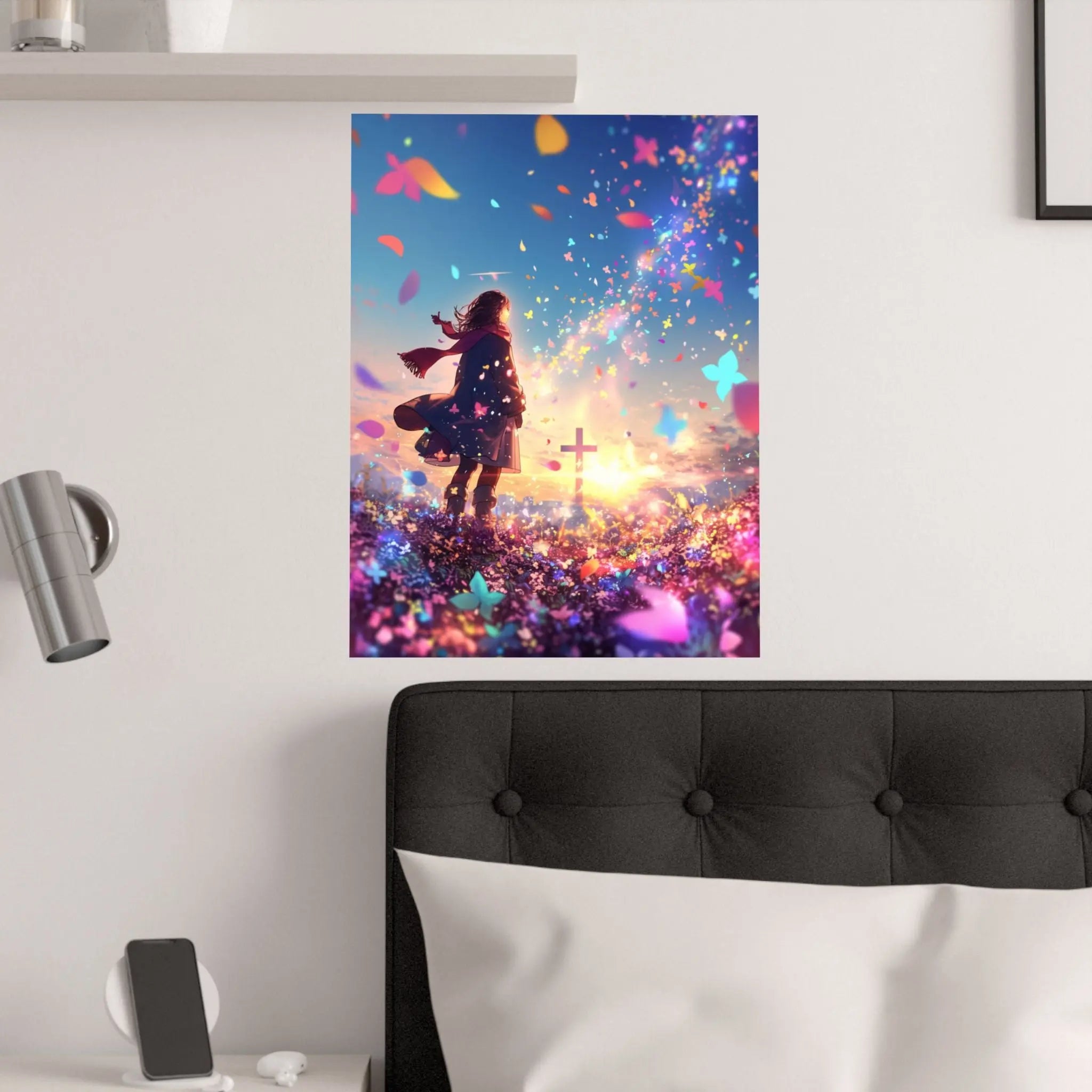 Satin Poster — Dreamscape Girl with Butterflies (210gsm Satin Print) Printify