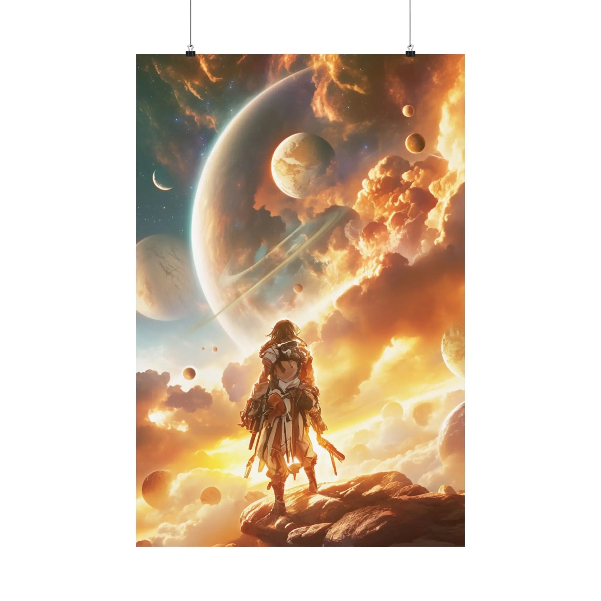 Satin Poster — Epic Space Explorer Sunset Wall Art Printify