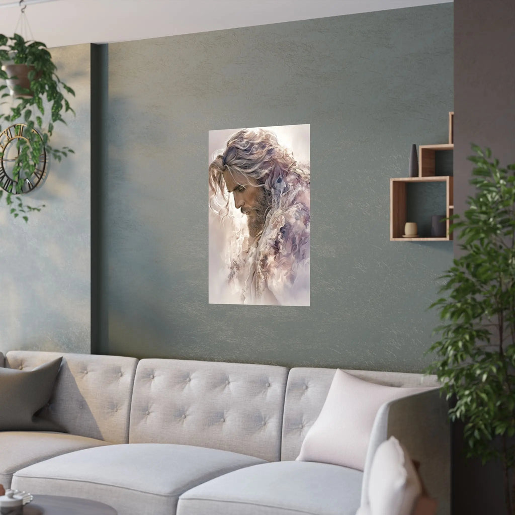 Satin Poster — Ethereal Jesus Figure Art Print (210gsm) Printify