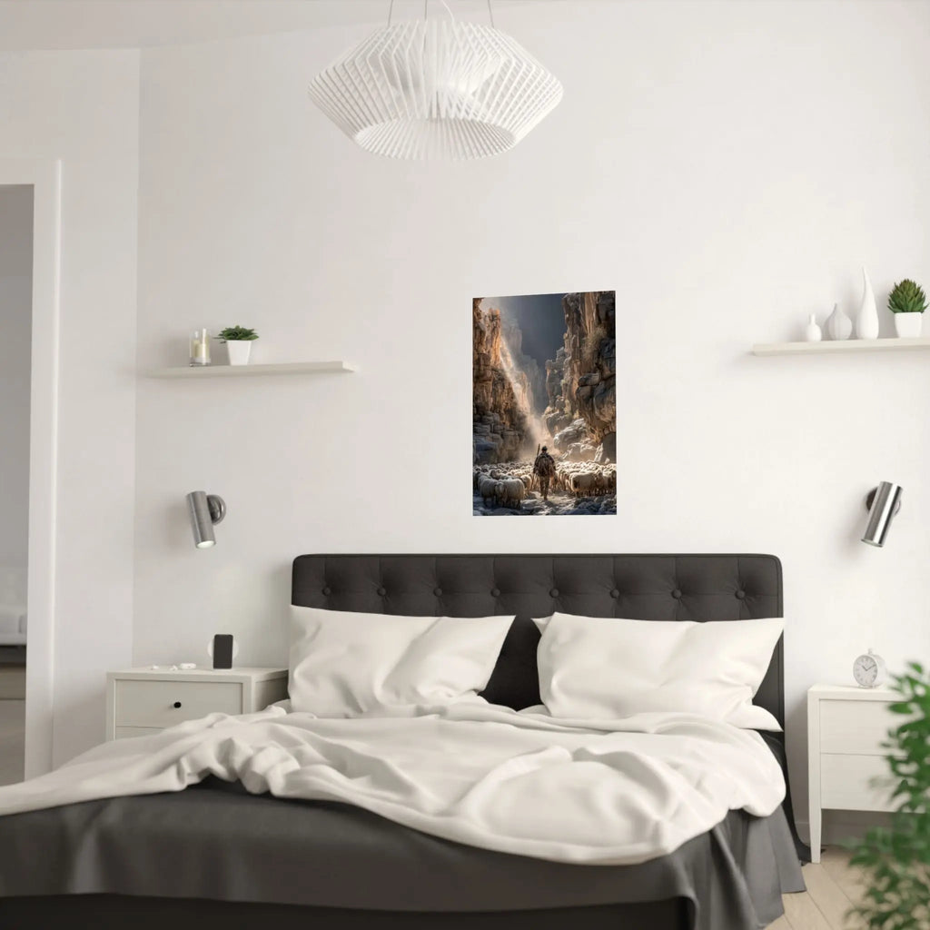 Satin Poster — Shepherd in Canyon: Dramatic Scenic Wall Art (210gsm Satin) Printify