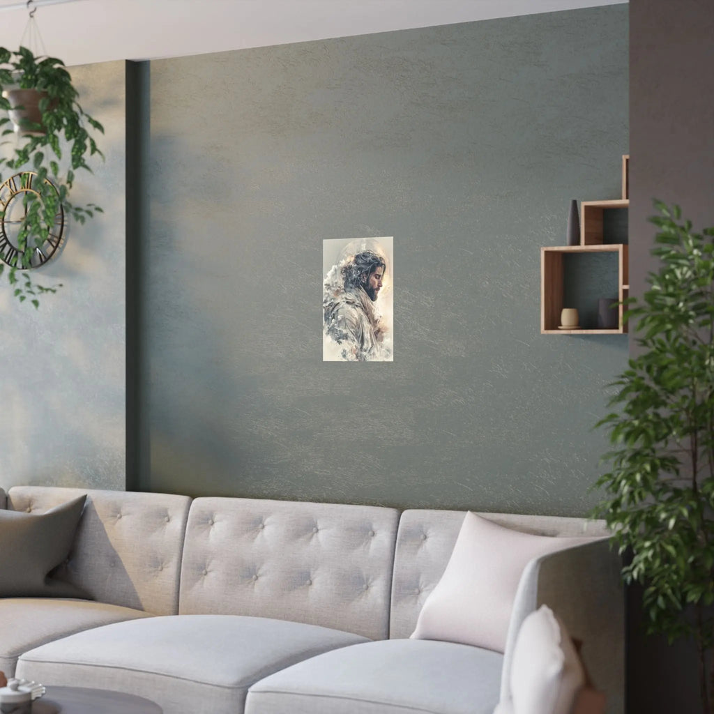 Satin Poster — Ethereal Jesus Portrait Art Print Printify