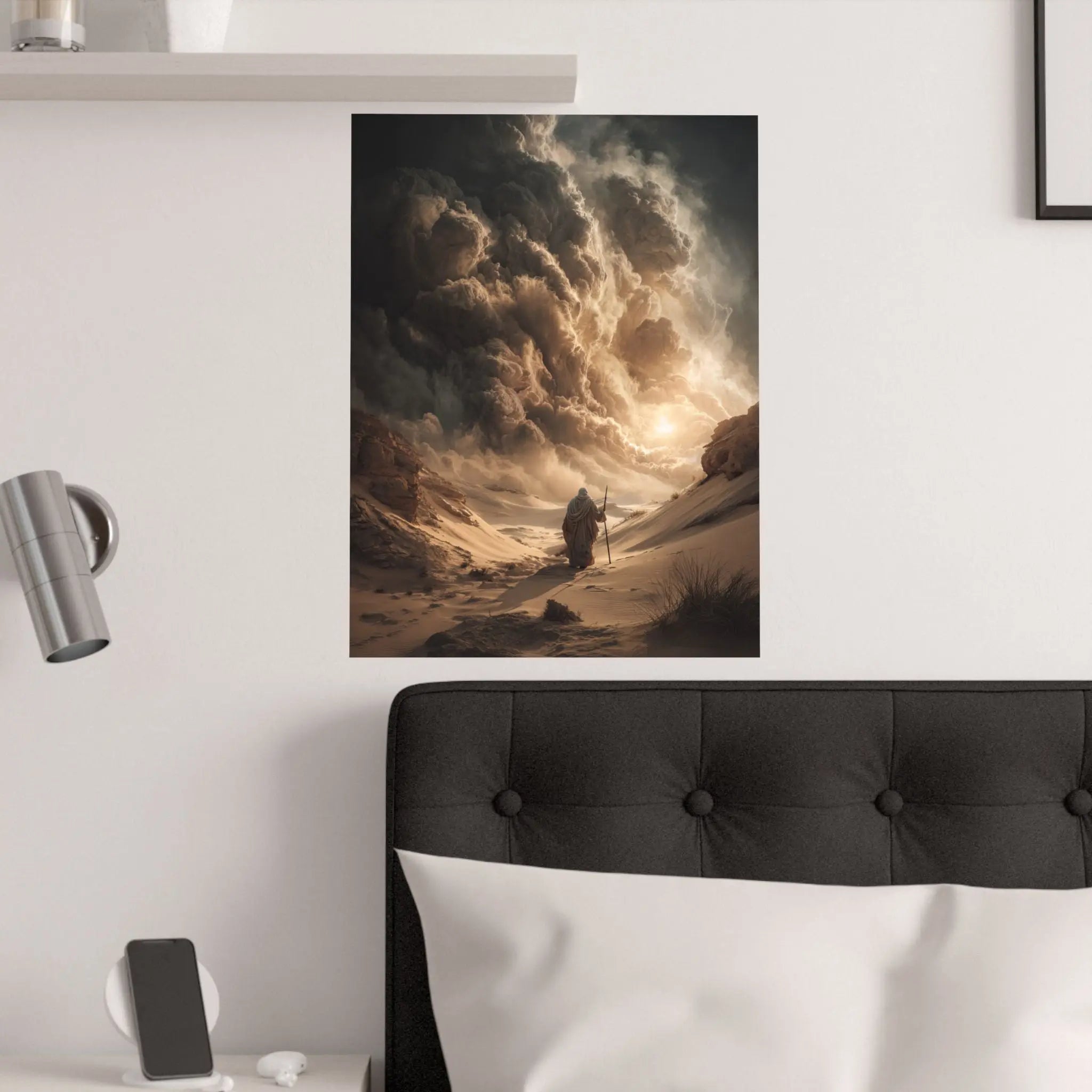 Satin Poster — Desert Pilgrim Fantasy Landscape Art Print Printify