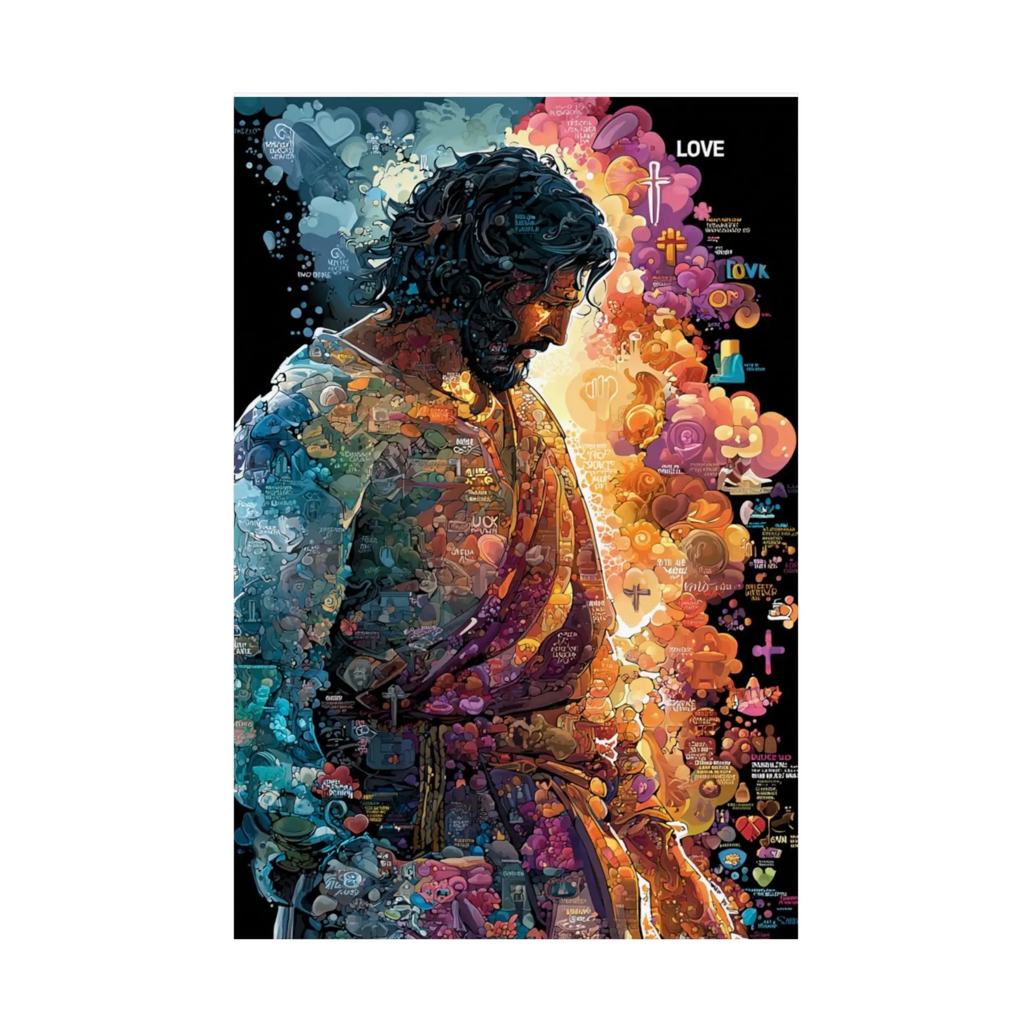 Satin Poster — Colorful Jesus Portrait Art Print (210gsm) Printify