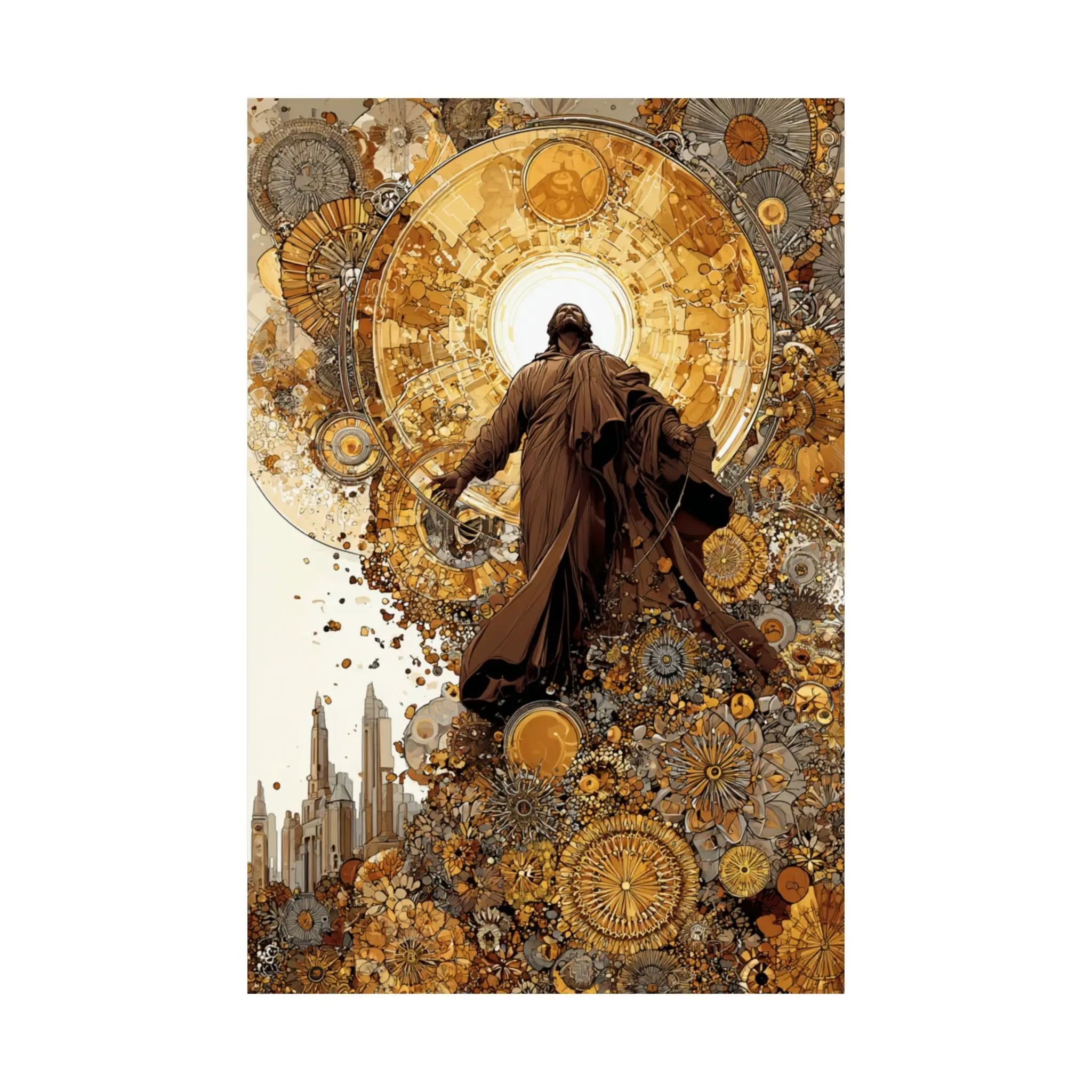 Satin Poster — Steampunk Jesus Ascension Art Print Printify
