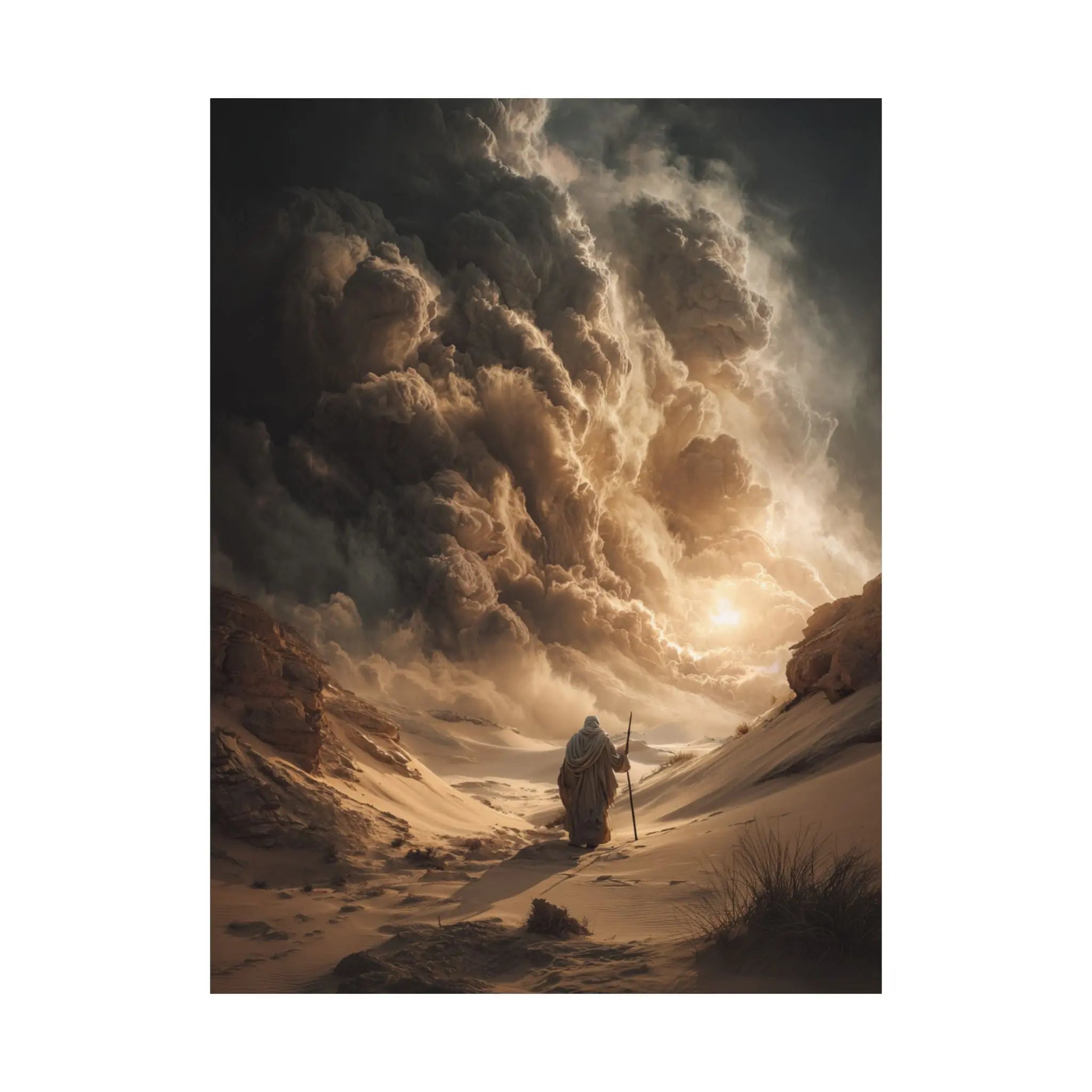 Satin Poster — Desert Pilgrim Fantasy Landscape Art Print Printify
