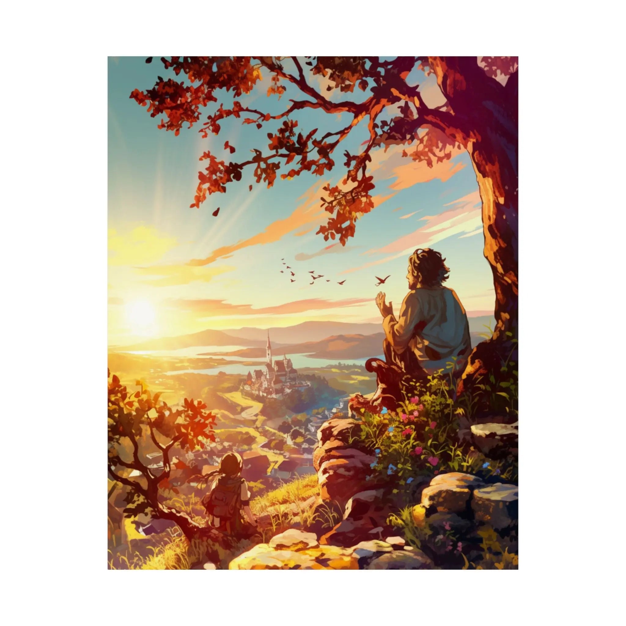 Satin Poster — Serene Sunrise Landscape Art Print Printify