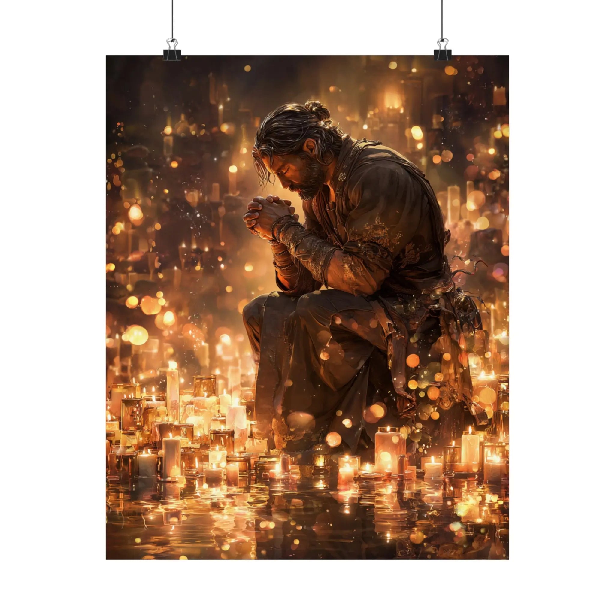 Satin Poster — Reflective Soldier Prayer Art Print (210gsm) Printify