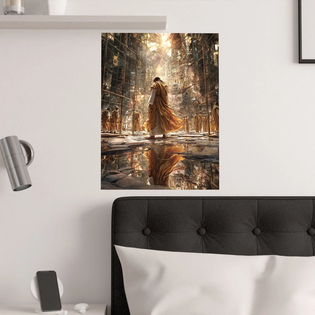 Satin Poster — Golden Monastery Reflection (210gsm) Printify