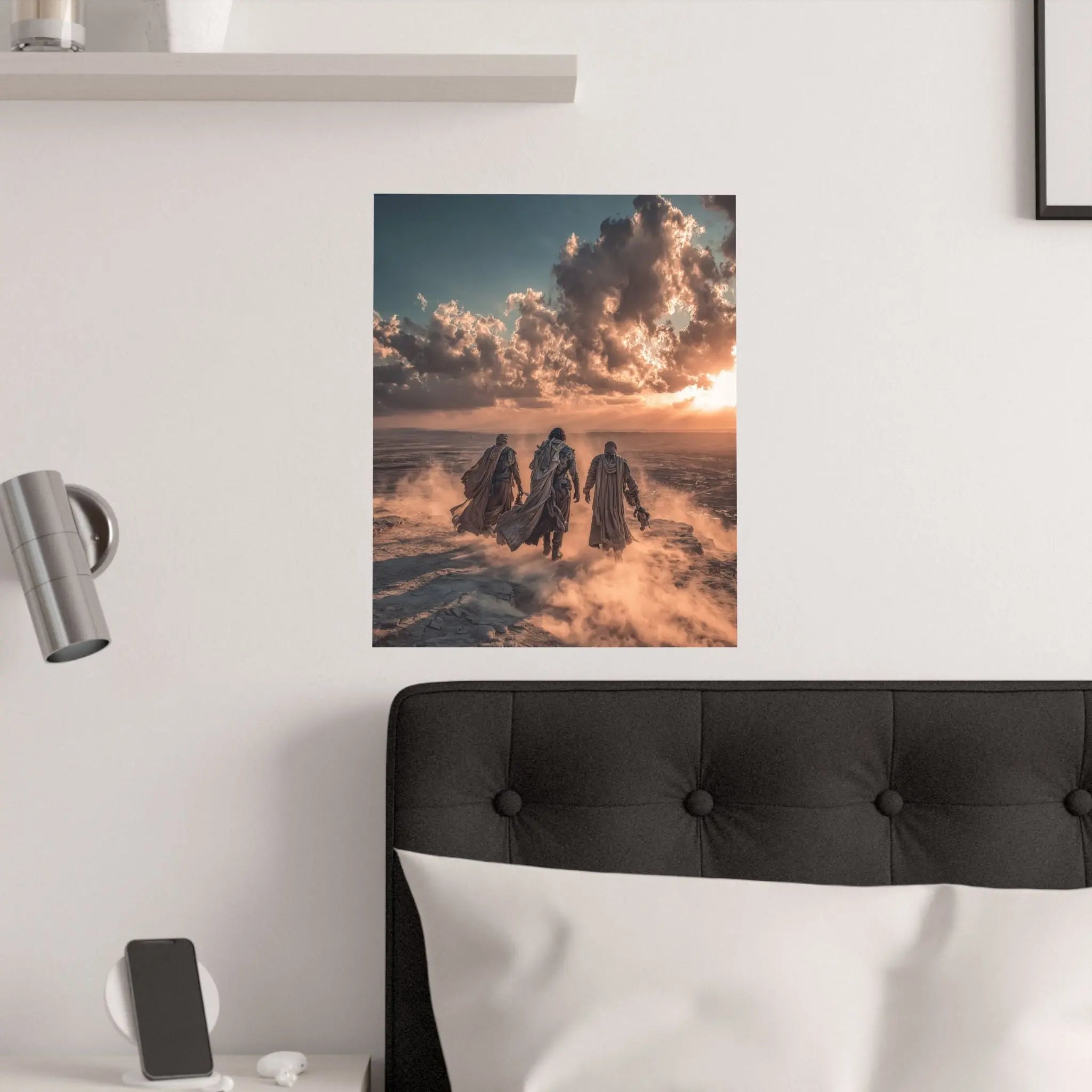 Desert Wanderers Satin Poster – Cinematic Sunset Adventure Wall Art Printify