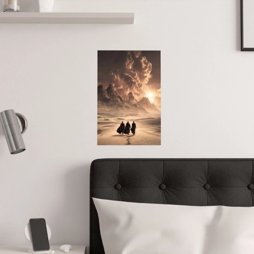 Satin Poster — Desert Pilgrims Fantasy Landscape Art Print Printify