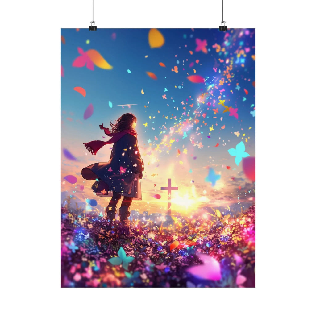 Satin Poster — Dreamscape Girl with Butterflies (210gsm Satin Print) Printify