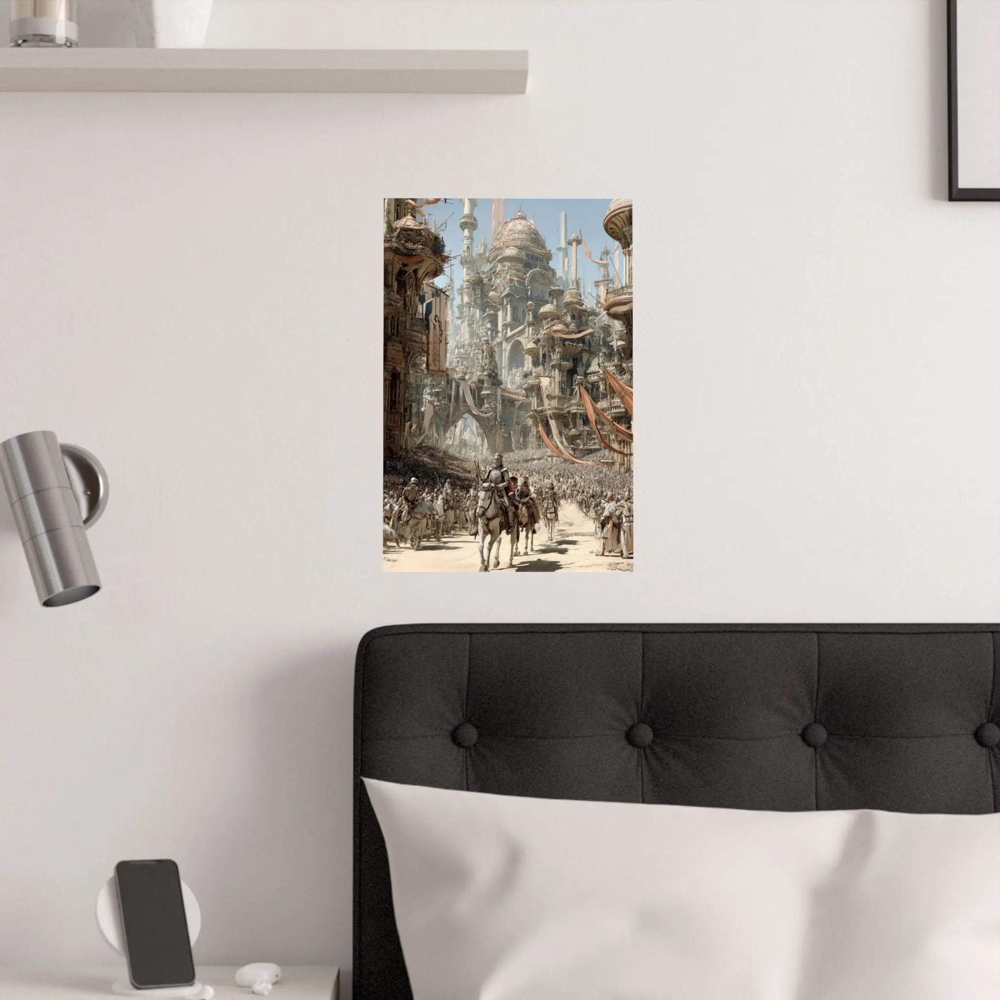 Fantasy City Parade Satin Poster — Epic Medieval Procession Wall Art 2 Printify