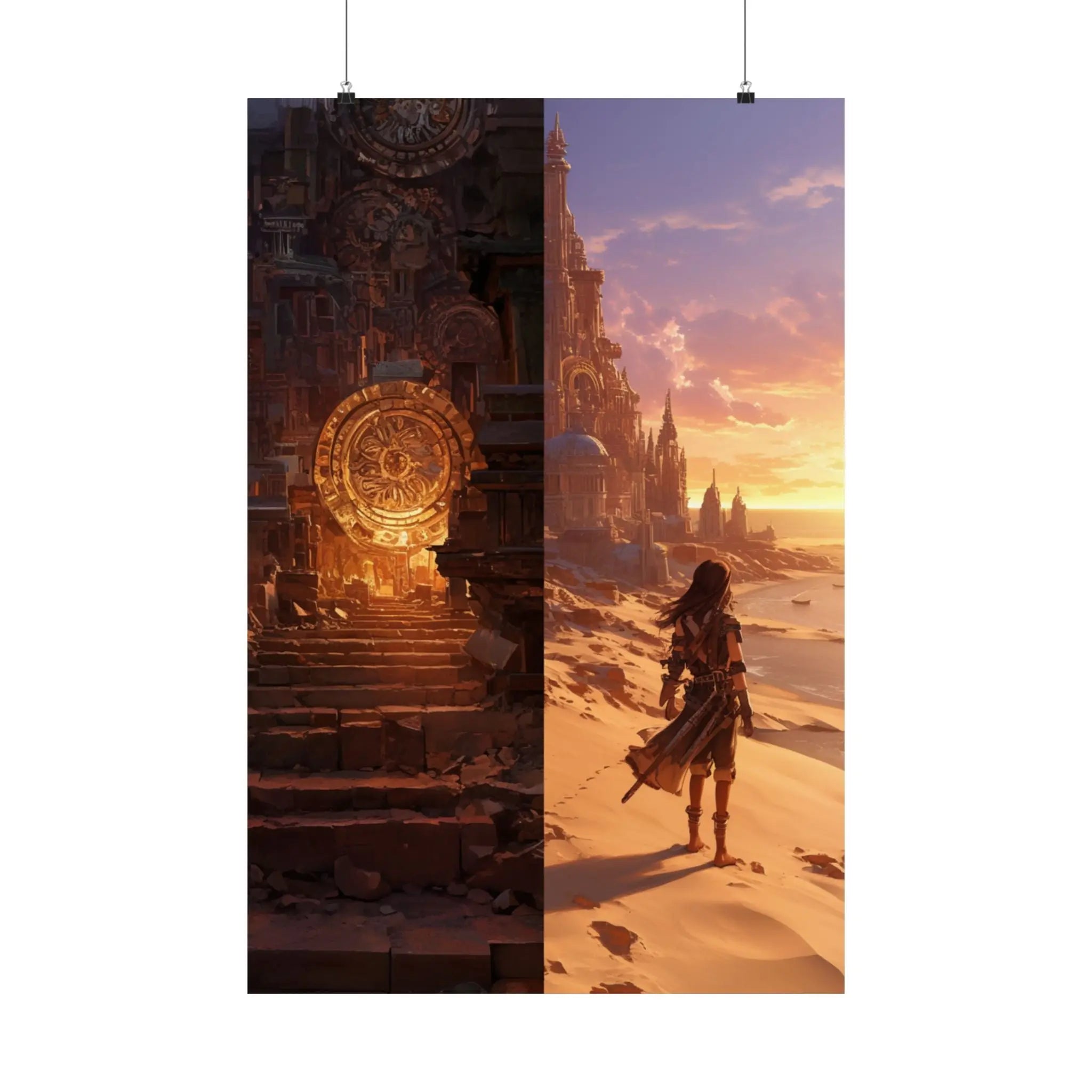 Satin Poster — Wise And Foolish Builders Fantasy Sunset Print (210gsm) Printify