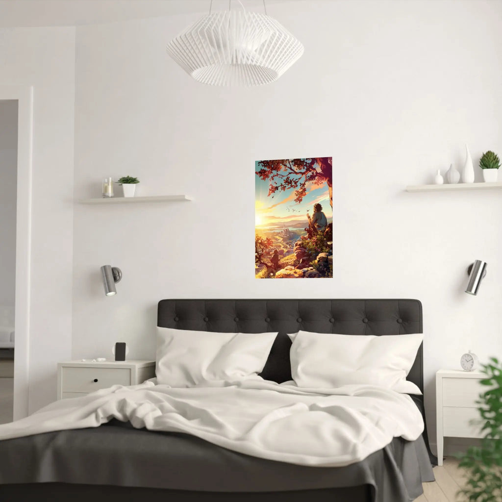 Satin Poster — Serene Sunrise Landscape Art Print Printify