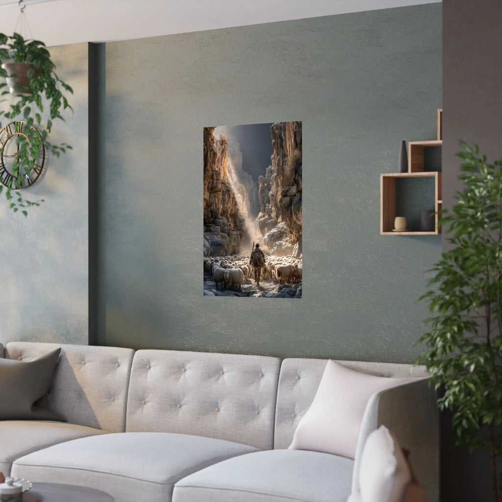 Satin Poster — Shepherd in Canyon: Dramatic Scenic Wall Art (210gsm Satin) Printify