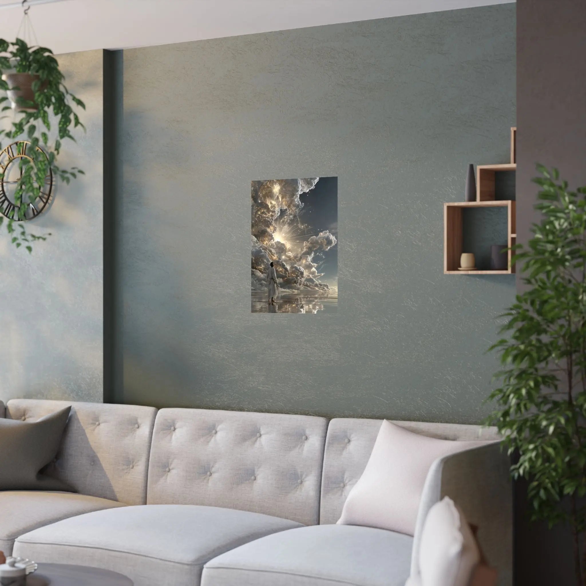 Satin Poster - Heavenly Light Surreal Art Print Printify
