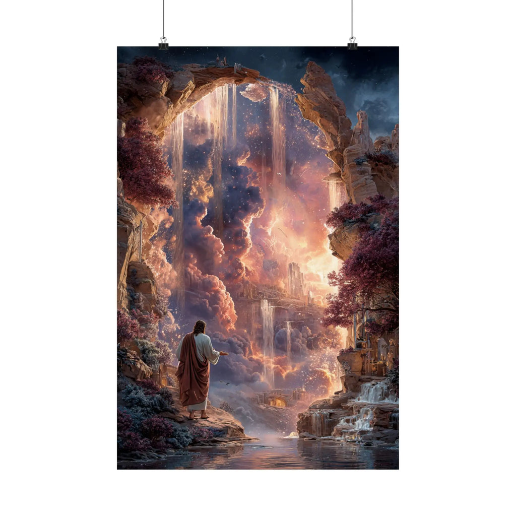 Heavenly Gateway Satin Poster Printify