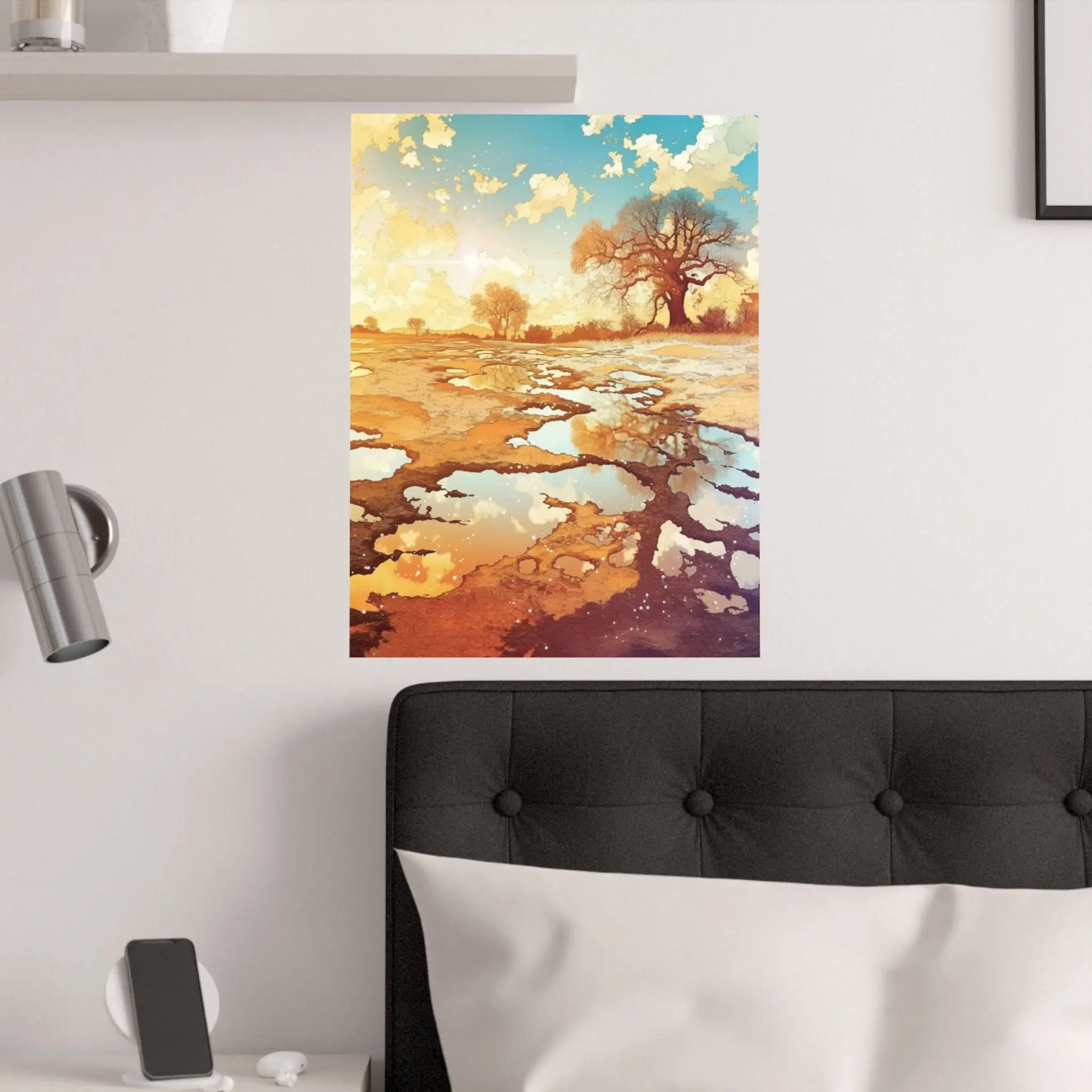 Satin Poster — Golden Sunset Landscape Art Print Printify