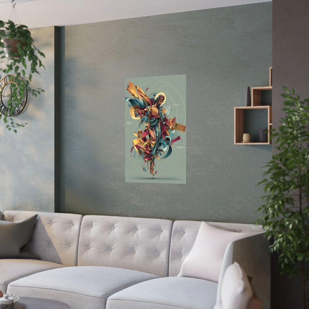 Satin Poster — Abstract Jesus Figure Art Print (210gsm) Printify