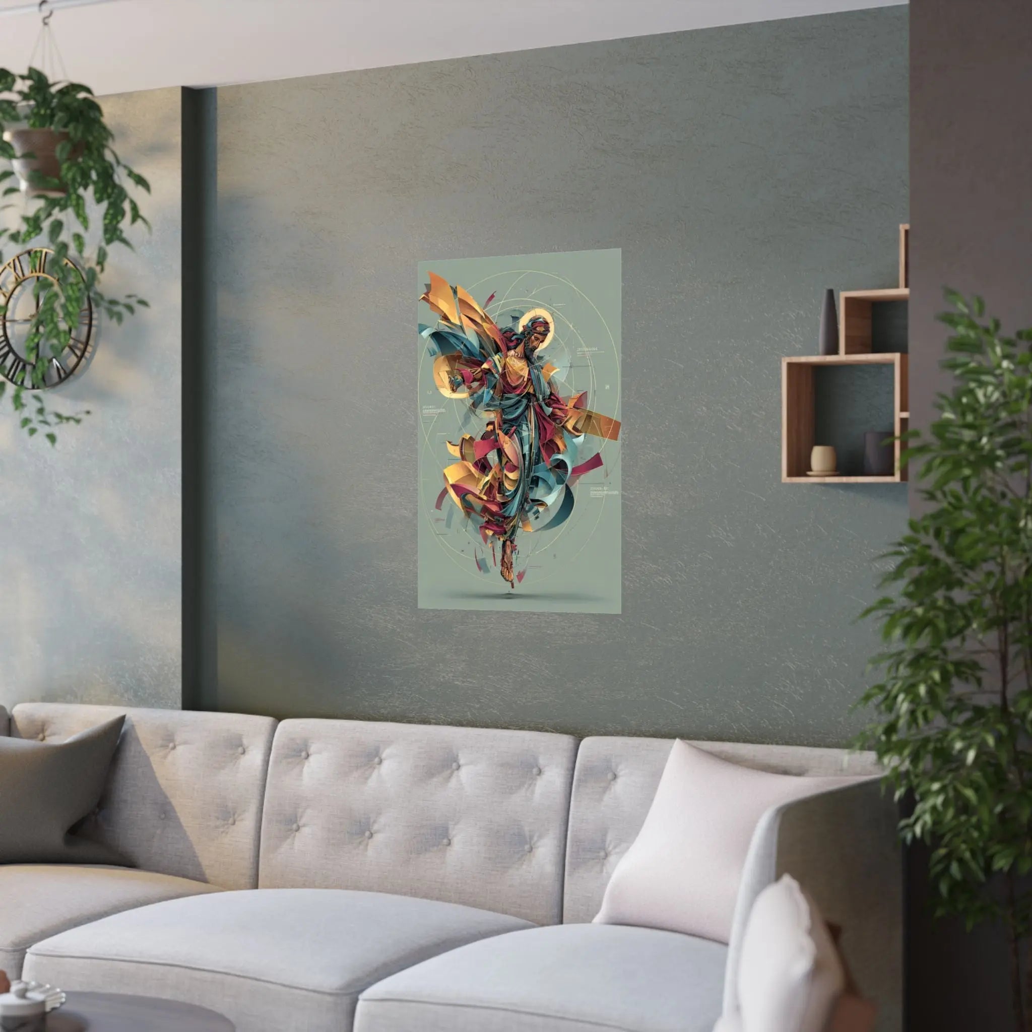 Satin Poster — Abstract Jesus Figure Art Print (210gsm) Printify