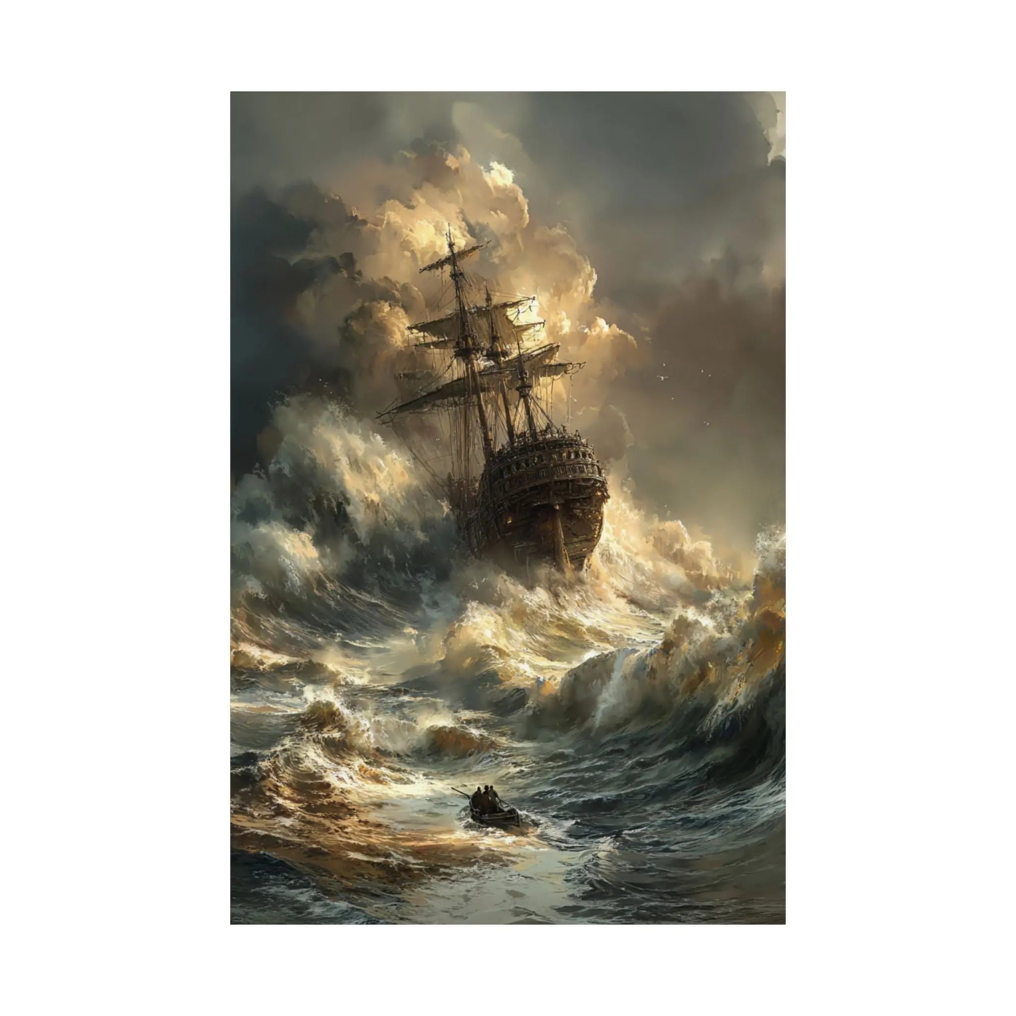 Satin Poster — Stormy Shipwreck Art Print Printify
