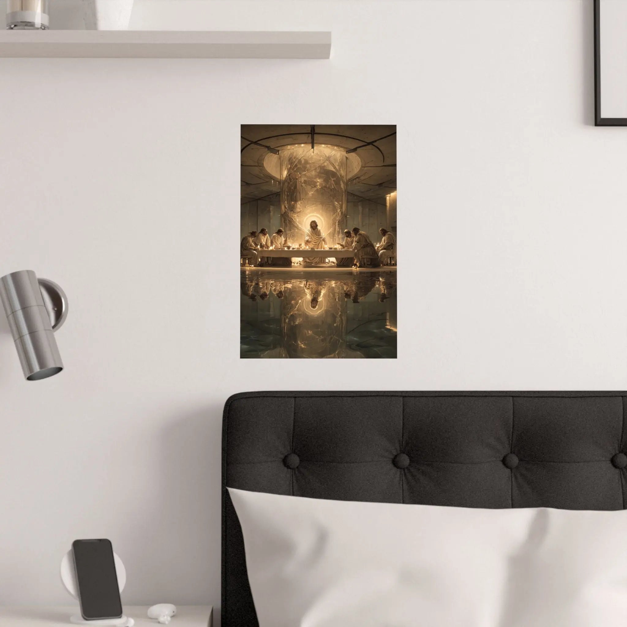 Satin Poster — Golden Last Supper Reflection Art Print (210gsm) Printify