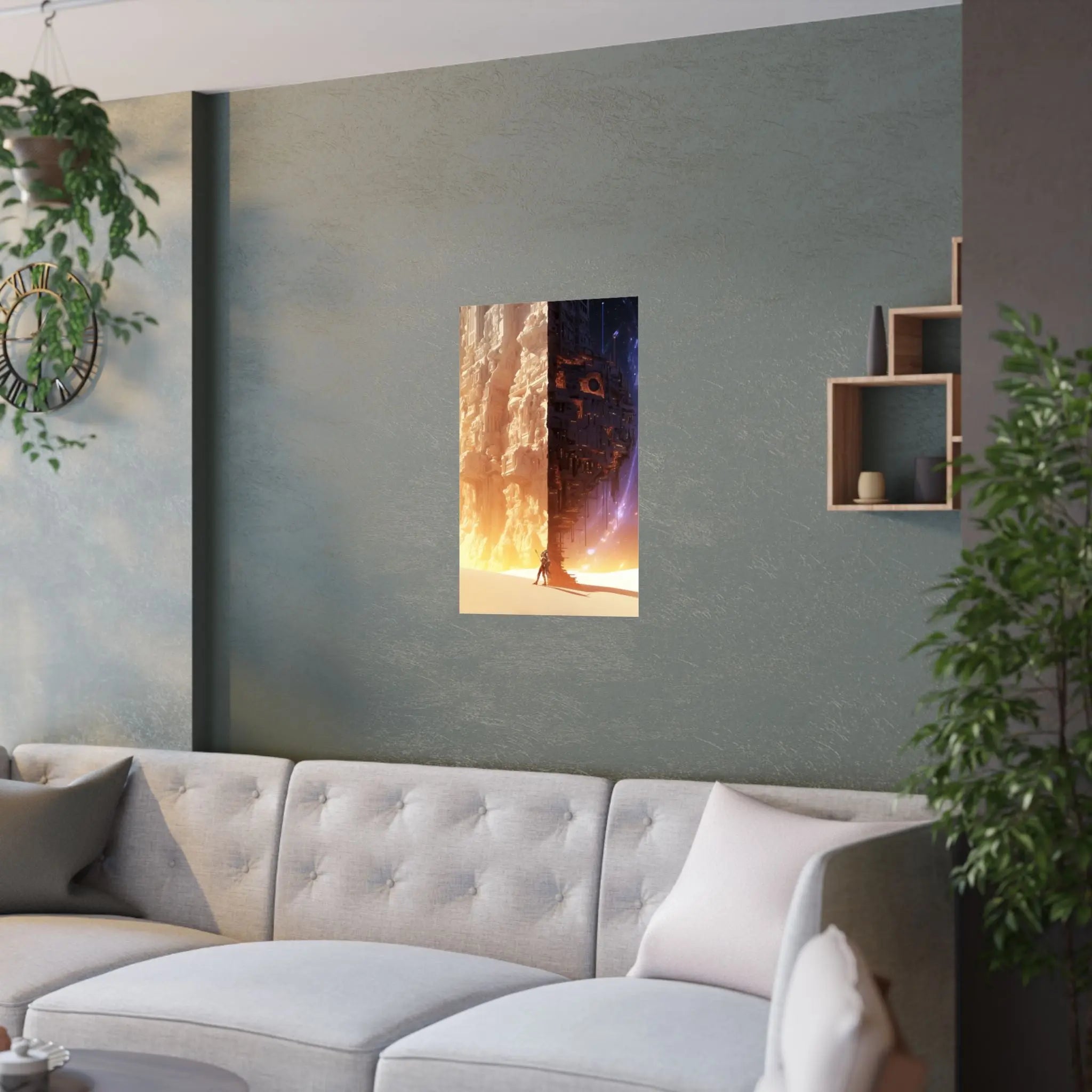Satin Poster — Sci‑Fi Desert Cityscape Print (210gsm) Printify