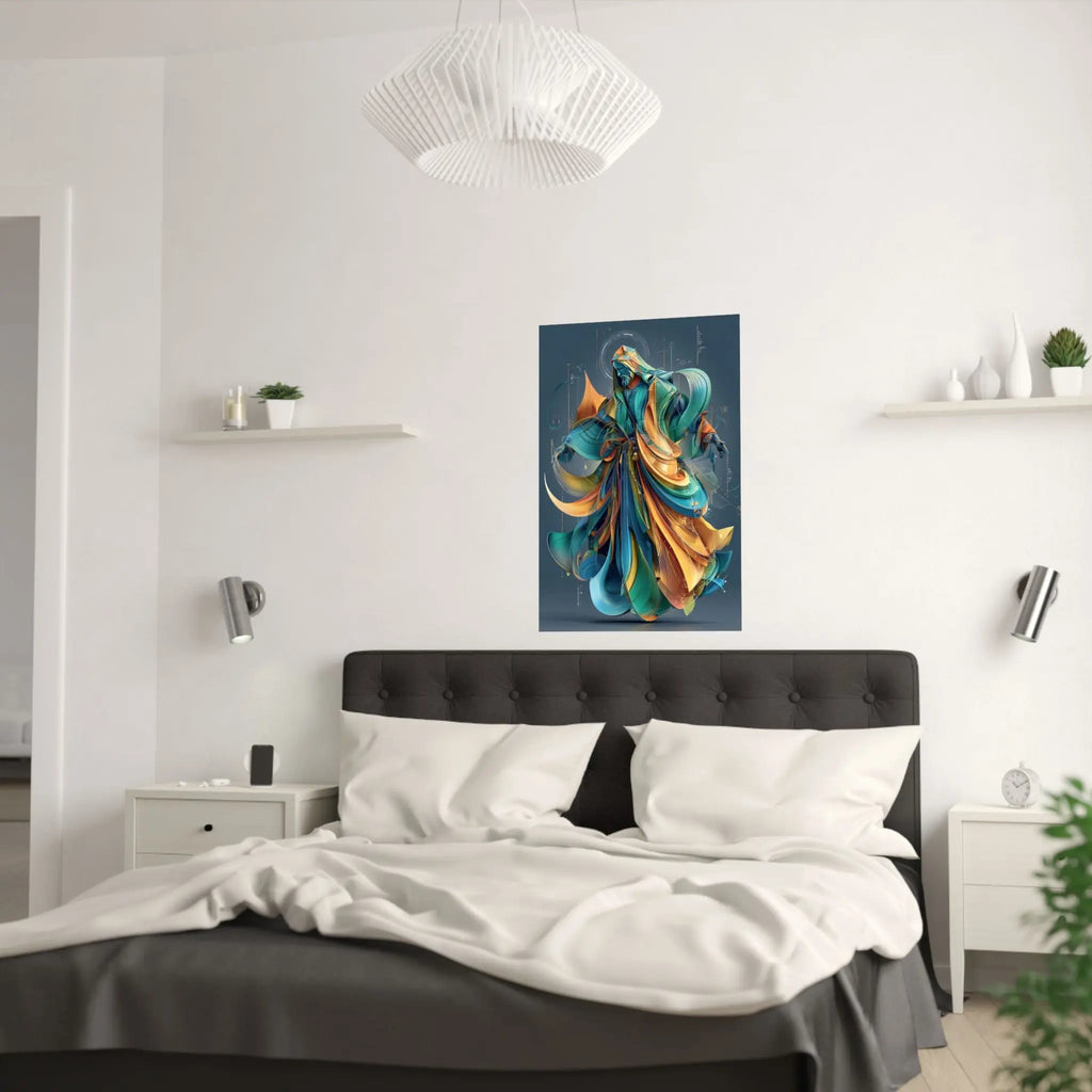 Satin Poster — Abstract Flowing Robe Digital Art (210gsm) Printify