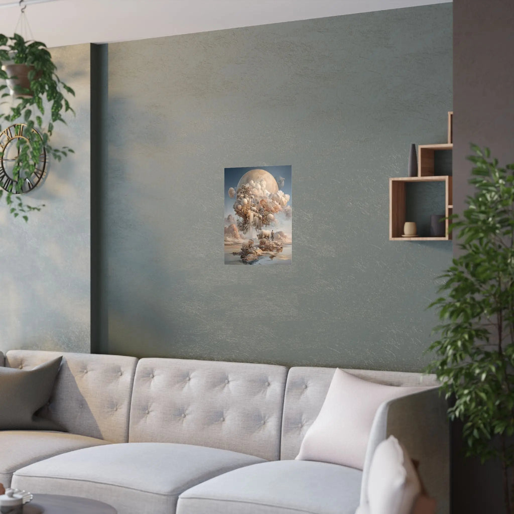 Dreamscape Moon Poster — Surreal Pastel Landscape Art Print Printify
