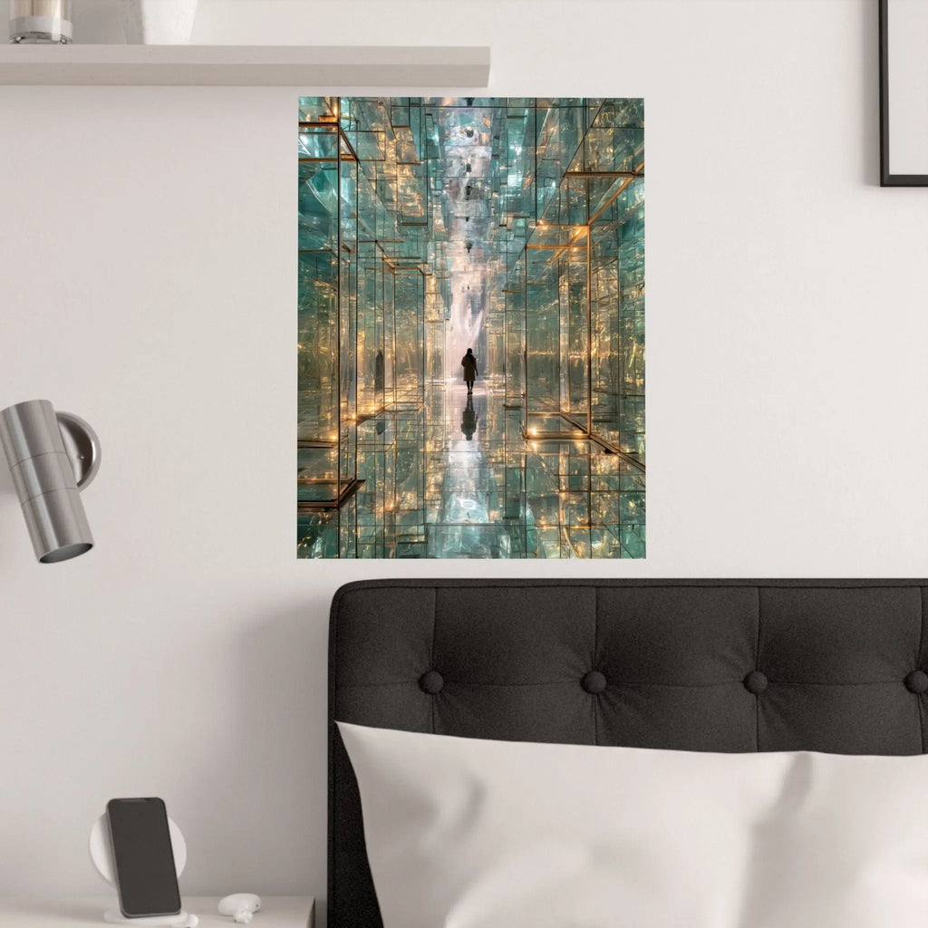 Mirrored Lightscape Satin Poster — Surreal City Reflection Wall Art Printify