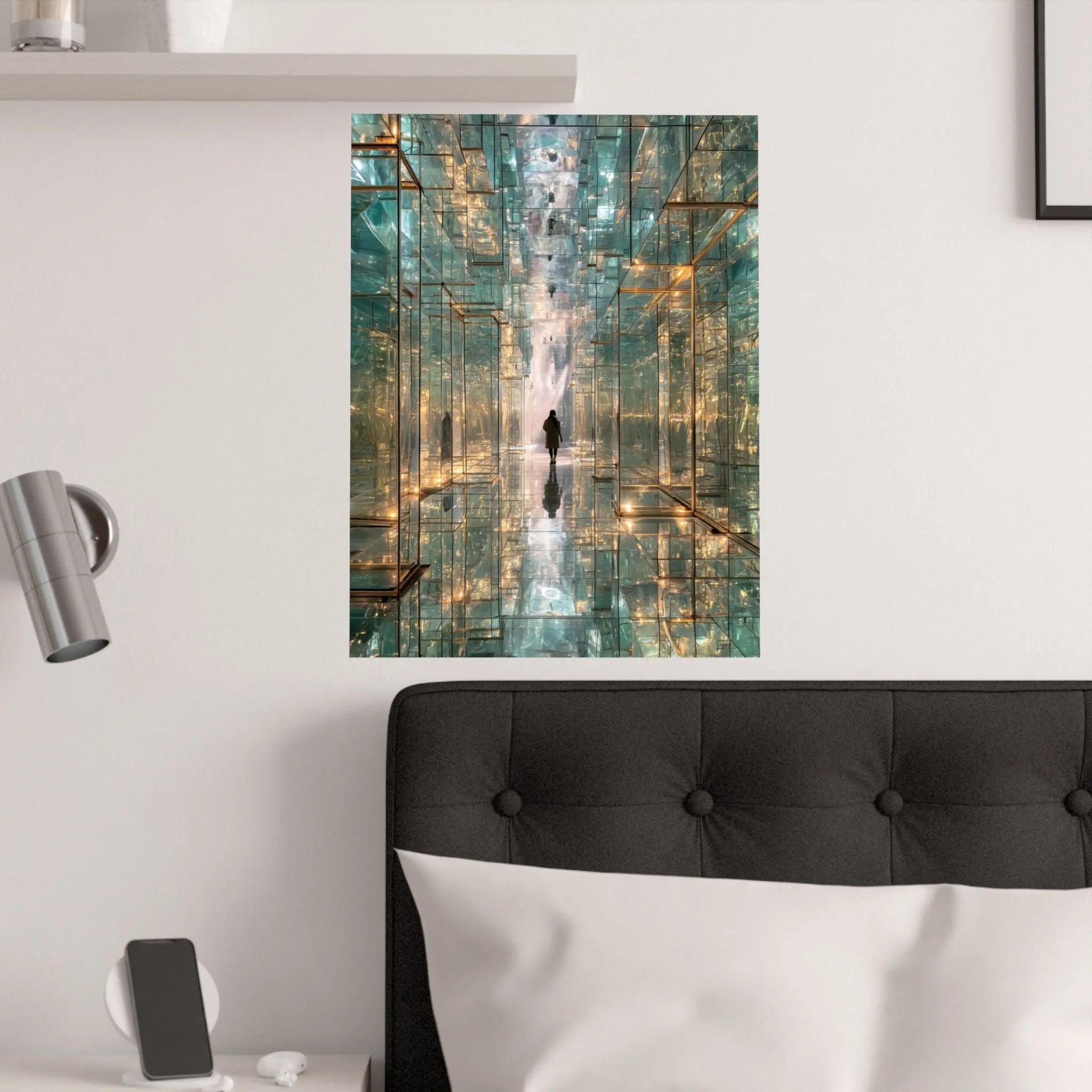 Mirrored Lightscape Satin Poster — Surreal City Reflection Wall Art Printify