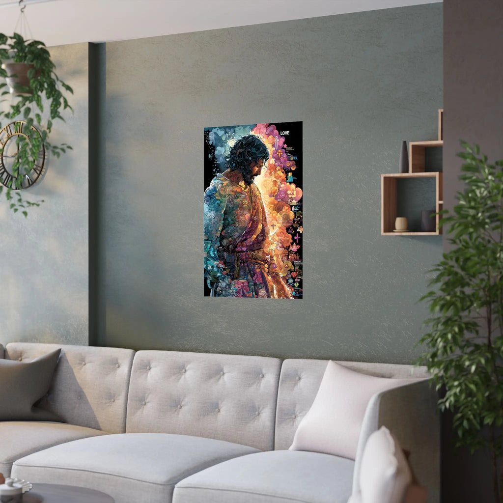 Satin Poster — Colorful Jesus Portrait Art Print (210gsm) Printify